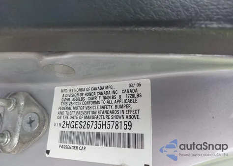 2005 Honda Civic Ex from USA, damaged, VIN 2HGES26735H578159